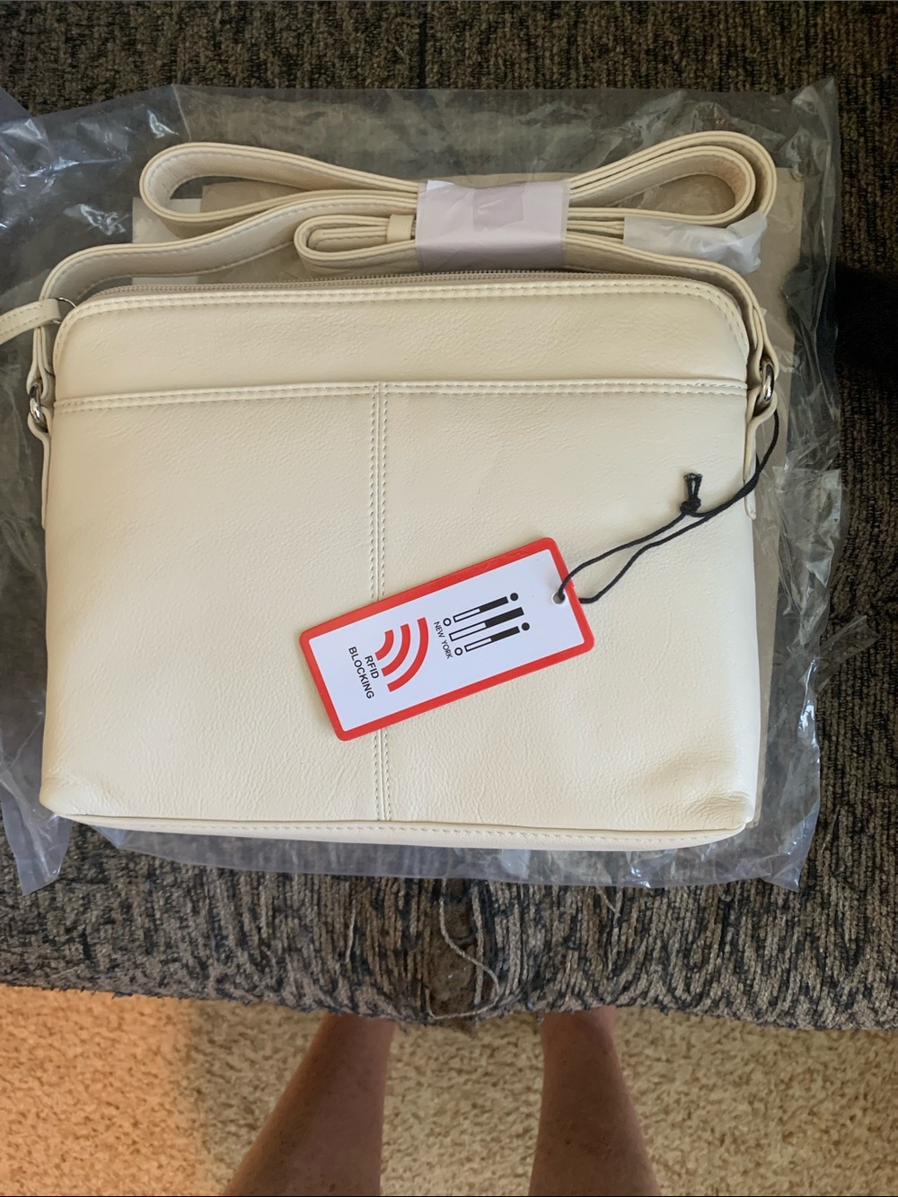 ili New York Bone Crossbody Bag with Adjustable Strap